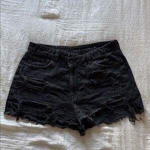 American Eagle Outfitters Black Ripped Jean Shorts